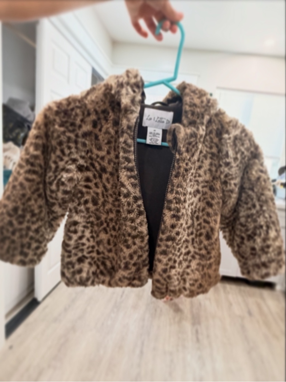 LISETTE Girls' Faux Fur Leopard Jacket in Brown and Black